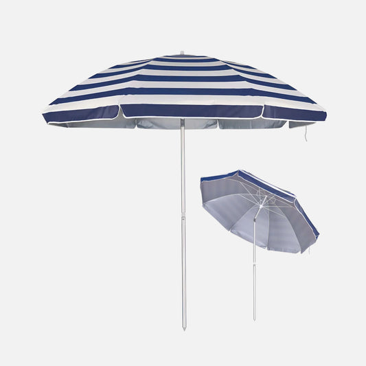 Guarda-Sol de Alumínio 2,60m Azul Claro | Proteção Solar para Praia, Piscina e Jardim